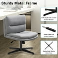 thumbnail image 5 of JONPONY Office Chair Armless Criss Cross Legged Chair No Wheels, Comfy Home Office Desk Chairs, Adjustable Swivel Padded Fabric Vanity Task Computer Chair,Light Grey, 5 of 9