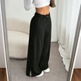 thumbnail image 4 of WTOBBY Women's Corduroy Pants Casual Straight Leg Trousers, Solid Color High Waist Relaxed Fit Comfortable Everyday Wide Leg Pants for Ladies,Black 2XL, 4 of 6