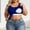 Blue, variant on Womens Wine Plus Size Square Neck Ribbed Crop Tank Top Built in Shelf Bra,Size 5XL