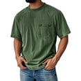 thumbnail image 2 of Qwertyu Mens Oversized Tshirt Casual Mens Washed Cotton Shirts Loose Fit Short Sleeve Crewneck Vintage Fashion Tops with Pocket Green XL, 2 of 4