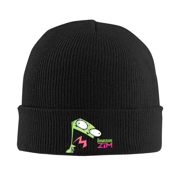 Invader Zim Beanie Hat Winter Warm Knit Cuffed Cap For Women Men Black