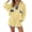 Yellow, variant on Curuila Womens Two Piece Set Long Sleeve Button High Neck Solid Color Pullover Elastic Waist Shorts With Pocket Fashion Comfort Outfit Set Black Size L