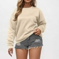 thumbnail image 3 of STETMN Plus Size Solid Sweatshirt for Women Comfy Crewneck Pullover Shirt Loose Long Sleeve Fall Clothes, 3 of 7