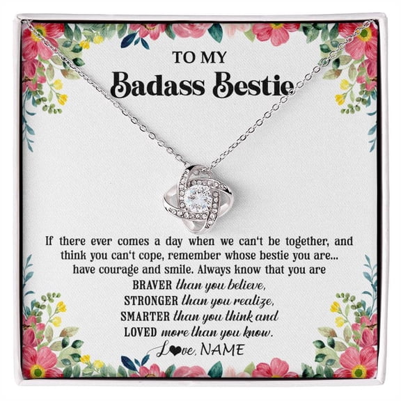 Badass Best Friend Love Necklace, White Love Knot Necklace