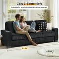 thumbnail image 5 of Lunale 83.9" Corduroy Sofa with Cup Holders, Modern 3-Seater Couch for Living Room, Black, 5 of 10