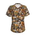 thumbnail image 5 of Zufioo Vintage Bottles Print Women's Classic V-neck T-shirt, V-neck Short-sleeved Tops Home Wear, Suitable for Daily Life, Work, Outdoors-Large, 5 of 8