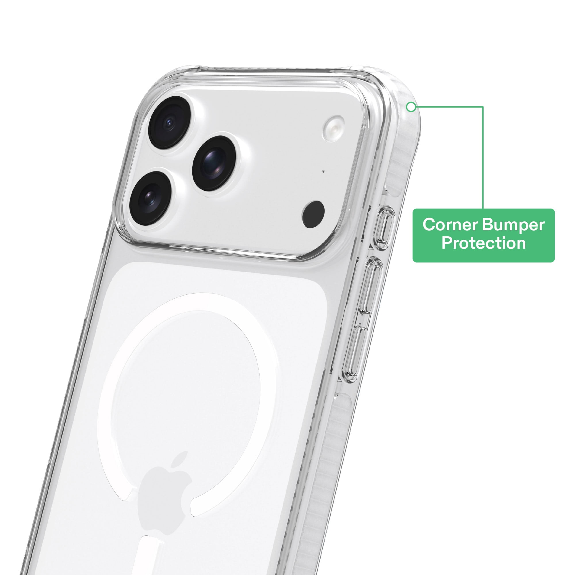 onn Impact Phone Case for iPhone 18 Pro Max / 17 Pro Max, MagSafe Compatible, Enhanced Bumper Design - Clear