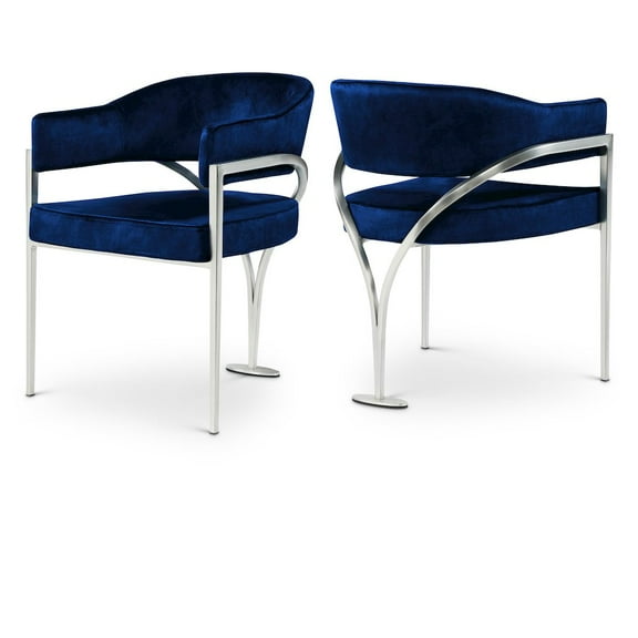 Meridian Furniture Madelyn Navy Velvet Dining Chair (Set of 2)