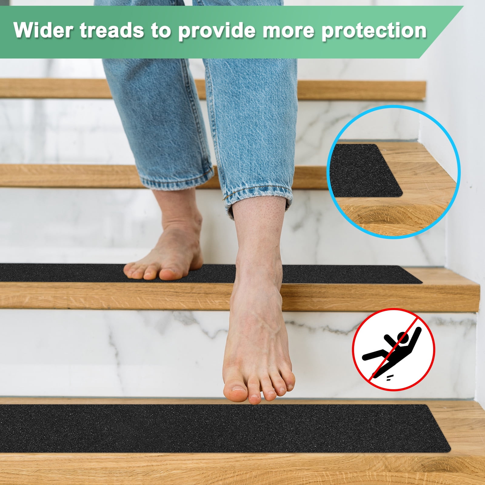 Uxcell 15-Pack Anti Slip Traction Tape 24 Inch X 4 Inch Best Grip Tape Grit Outdoor Non-Skid Tape for Stairs Step Black
