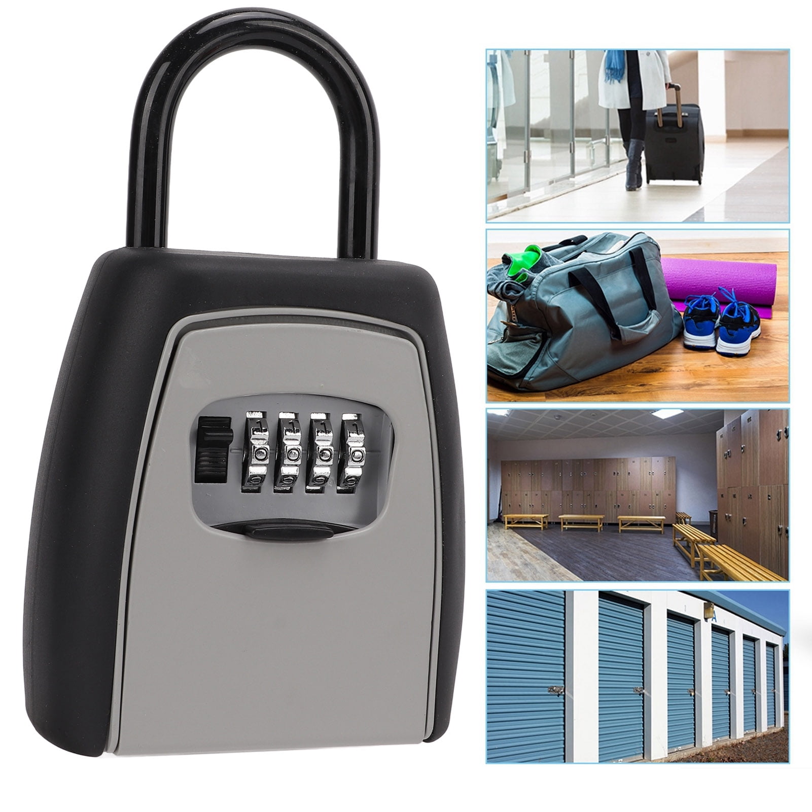 NFTIGB Key Lock Box Hanging Portable Resettable 4-Digit Combination Password Lockbox for Home Warehouse Security Heavy-Duty Weather-Resistant Key Storage Case Box with Loop (6.69 inches / 17 cm)