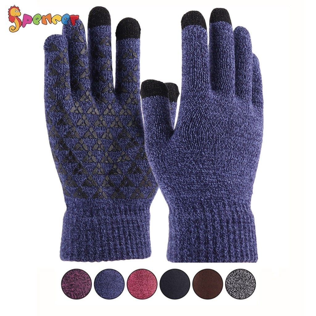 navy knit gloves