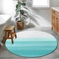 thumbnail image 4 of Aqua White Ombre Large Area Rugs for Bedroom Living Room, Soft Non Slip Carpet Bedside Rug, Chic Modern Funny Abstract Striped Art Round Floor Cover Kitchen Accent Rug 3' for Dining Room/Office, 4 of 9