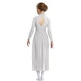 thumbnail image 5 of Doomiva Kids Girls Long Sleeve Lyrical Dance Dress Contemporary Dance Dress Flowy Sheer Mesh Maxi Skirted Leotard White 10, 5 of 7