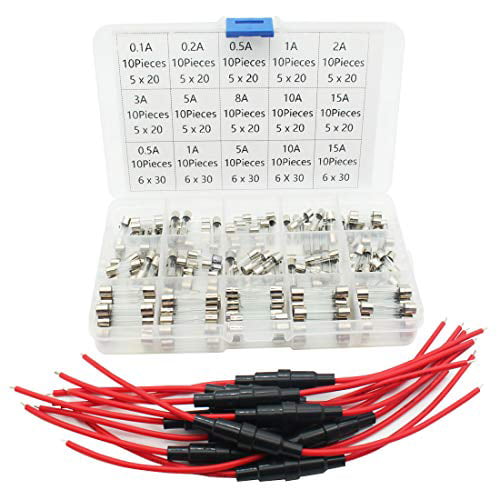 Details about   6x30mm Quick Blow Glass Tube Fuse Assorted Kit 72pcs Fuse Seat 20pcs and Box