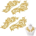 thumbnail image 6 of 4 Pcs Embroidered Applique Patch Mirror Lace Floral Iron on Patches Sew on Patches for Wedding Dress Decoration Repair Clothing Backpacks Jeans Caps Silver 8.39x3.5inch White, 6 of 9