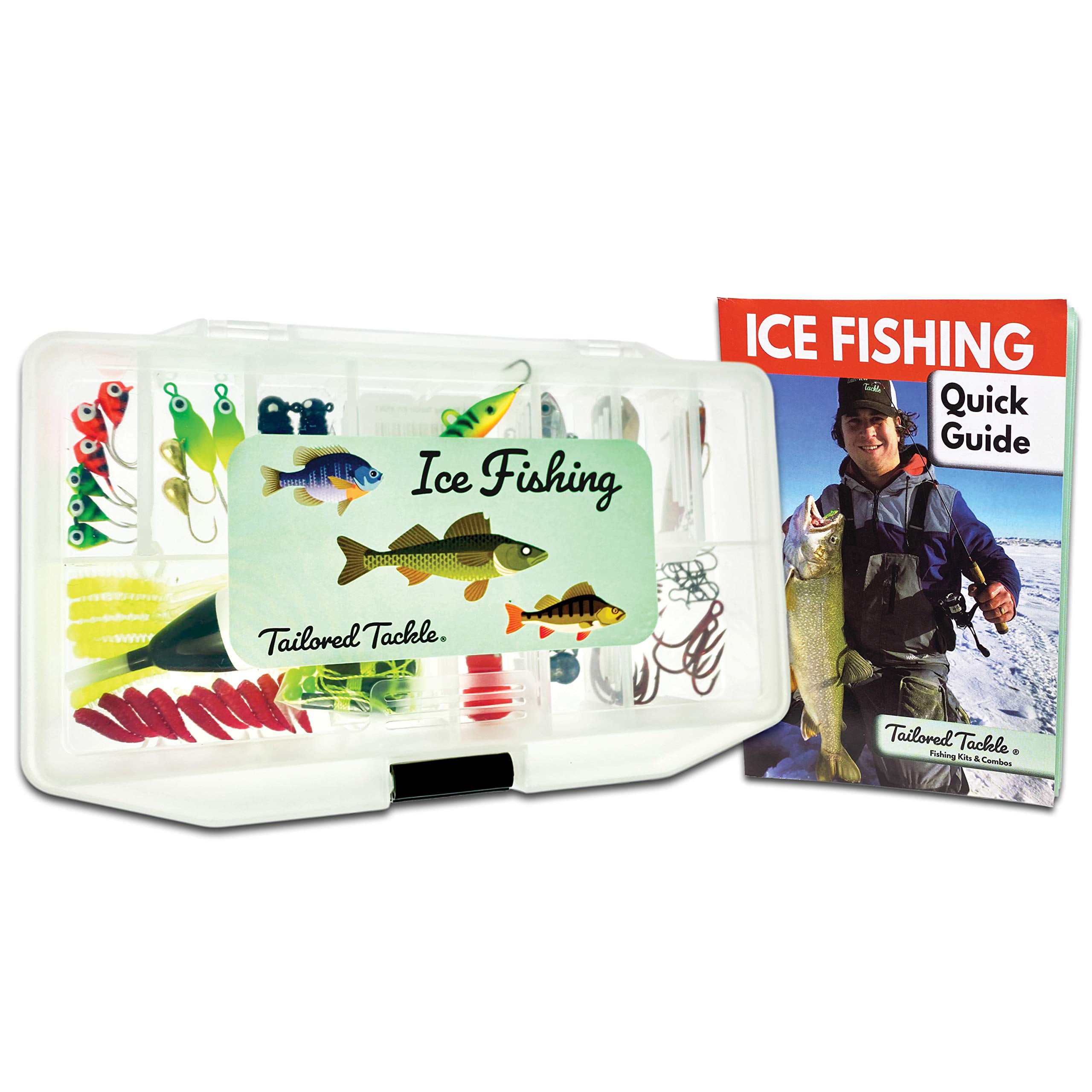 Tailored Tackle Ice Fishing Jigs Lures Kit Walleye Perch Panfish Crappie  Bluegill Ice Fishing Gear Tackle Box 75 pcs. Include 26 Page How to Ice  Fish