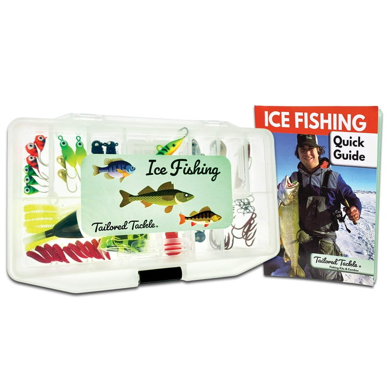 Tailored Tackle Ice Fishing Jigs Lures Kit Walleye Perch Panfish Crappie  Bluegill Ice Fishing Gear Tackle Box 75 pcs. Include 26 Page How to Ice Fish  Book 