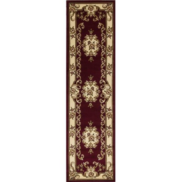 HomeRoots 353667 2 Pi 2 Po x 7 Pi 11 Po Runner Polypropylène Rouge et Ivoire Zone Tapis