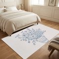 thumbnail image 4 of Area Rugs 3'x5', Blue Floral Carpet Runner Indoor Outdoor Rugs Home Decor Aesthetic, Country Wildflowers Vase Plants Retro Lines Non Slip Mats Washable Accent Rug for Living Room Bedroom, 4 of 8