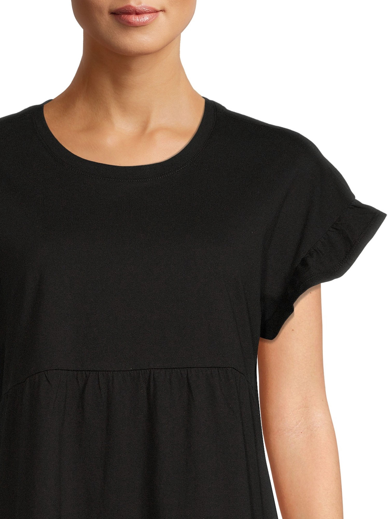 Time and Tru Women's Flutter Sleeve Tiered Dress