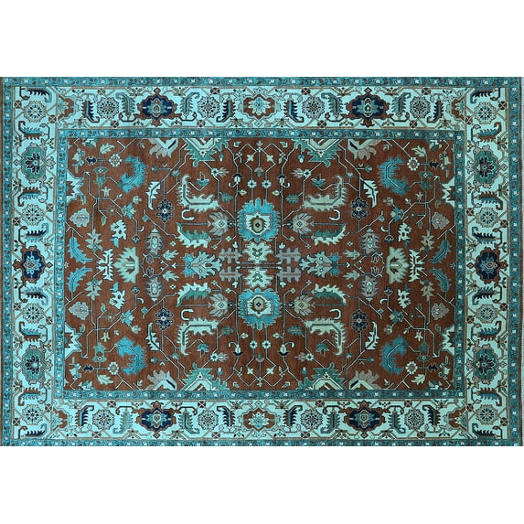 Ahgly Company Indoor Rectangle Oriental Light Blue Industrial Area Rugs, 4' x 6'