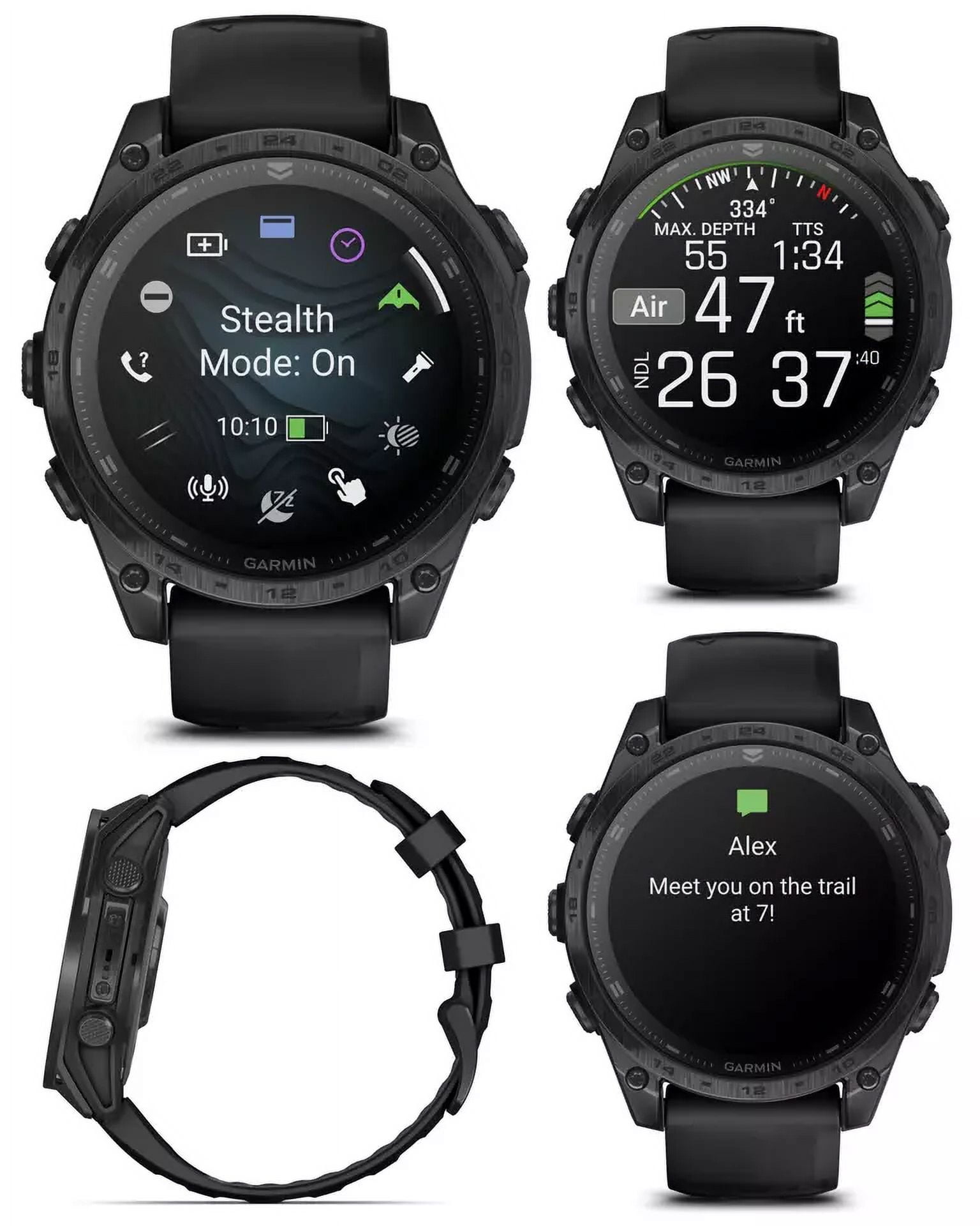 Garmin tactix 8 47mm AMOLED Sapphire Edition Smartwatch with Applied Ballistics Ultralight Solver and Built-In Flashlight (Black)