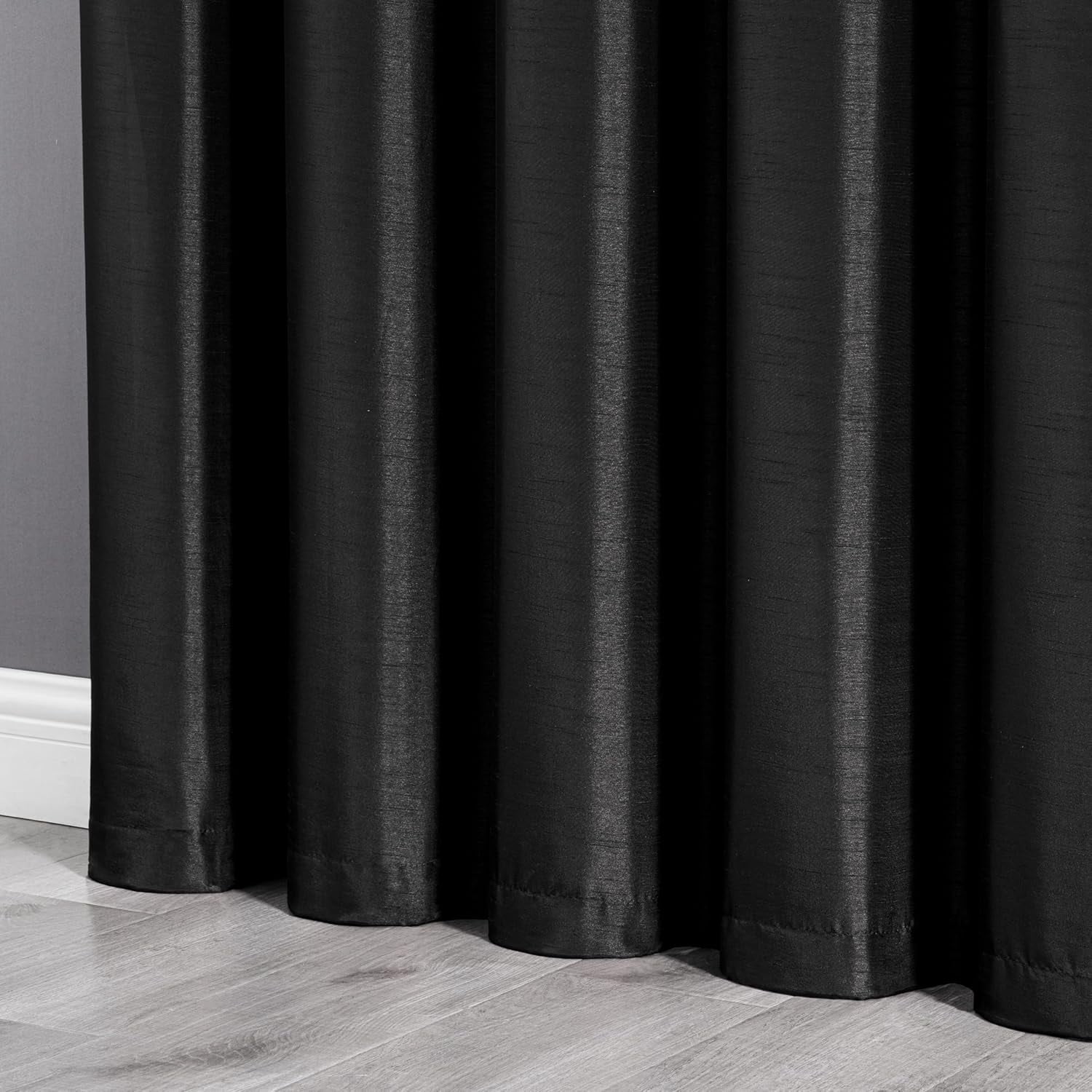 Chezmoi Collection Royal 4-Piece Jacquard Floral Window Curtain Set, Black/Gold