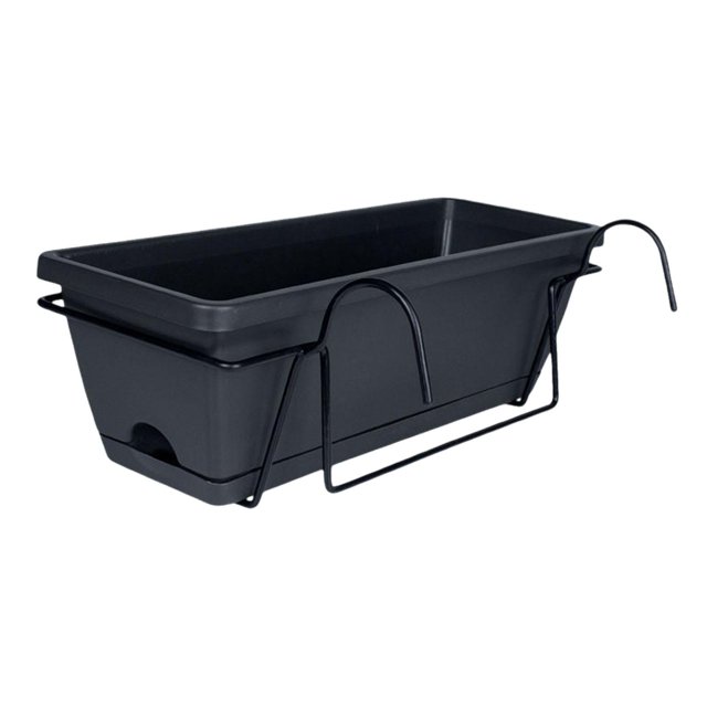 Maytalsory Rectangular Window Box Fence Potted Convenient For Decorating Small Spaces With Beautiful Plants Balcony Railing Planter dark gray