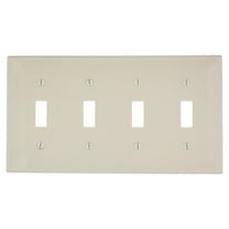 Leviton 80712-A 4-Gang Toggle Switch Wall Plate, Standard Size, Thermoplastic Nylon, Almond