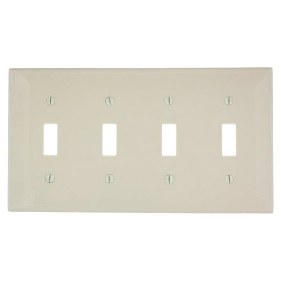 Leviton 80712-A 4-Gang Toggle Switch Wall Plate, Standard Size, Thermoplastic Nylon, Almond