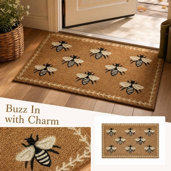 Front Door Mats Outdoor, Porch Decor, Coir Door Mats Outdoor, Welcome Mats for Front Door, 24X16 Inch 8 Patterned Simulated Coir Style Entryway Mat, Seasonal Home Accent Rug for