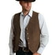thumbnail image 3 of Chaleco de cuero retro con cuello en V para hombre - Diseño con bolsillos con botones, material de poliéster, para fiestas/informal - Tallas S-XXXL, 3 of 5