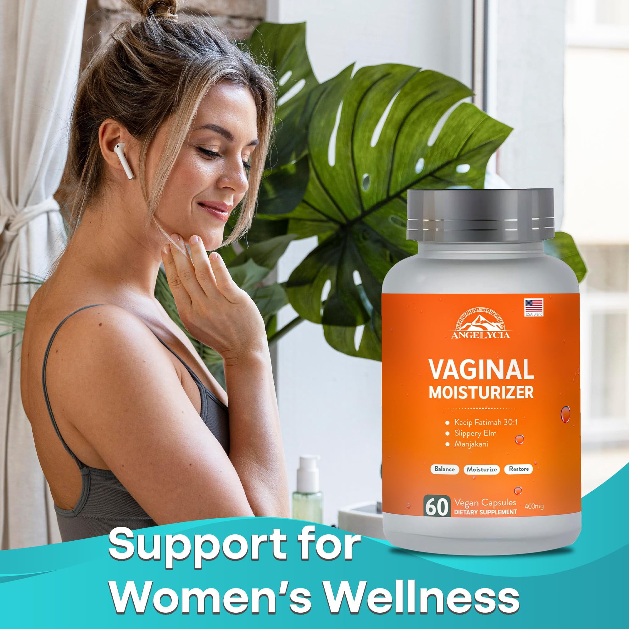 Women’s Probiotic Supplement with Slippery Elm – Feminine Wellness & Intimate pH Balance Support Capsules | ANGELYCIA