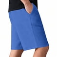 thumbnail image 6 of Men's Biker Shorts Casual Solid Color Drawstring Wide Leg Spandex Elastic Waist Gym Shorts with Pockets Blue S-3XL, 6 of 9