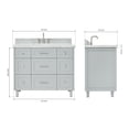 thumbnail image 2 of Ariel Monroe 43 Inch Single Oval Sink Bathroom Vanity With Italian Carrara Marble Countertop 1.5 inch Edge In Grey, 2 of 7