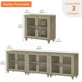 thumbnail image 3 of WAMAPT Sideboard Buffet Cabinets with 6-Glass Door, Kitchen Storage Cabinets, Wood Coffee Bar Tables with Adjustable Shelf, Accent Sideboard Cabinet for Dining Room, Living Room, Wash Grey (3 PCS), 3 of 8