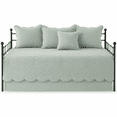 thumbnail image 2 of Madison Park Daybed Cover Set Damask Quilted Cover for Daybeds, All Season, Pre-Washed Cotton-Filled Coastal Bedding Scallop Edge, Shams, Bedskirt, Décor Pillows, Tuscany, Seafoam, 39"x75", 6 Piece, 2 of 7