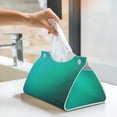 thumbnail image 5 of Goofa Turquoise Light Blue Pattern Triangle Square Tissue Box Cover, Modern PVC Leathe Facial Paper Holder,Decorative Holder/Organizer for Bathroom Vanity Countertop, 5 of 9