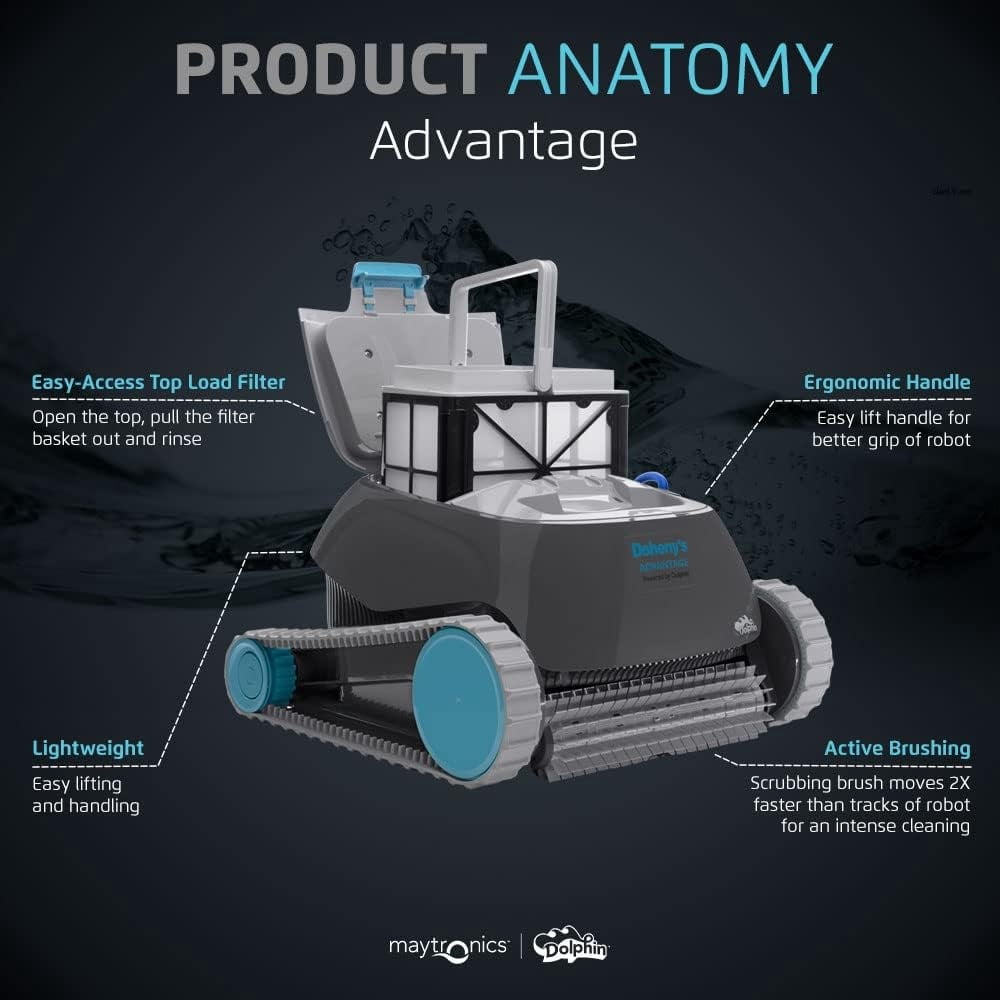 Dolphin Advantage Automatic Robotic Pool Vacuum Cleaner. Wall Climbing. Active Scrubber Brush. Ideal for In-Ground Pool Types up to 33 FT in Length