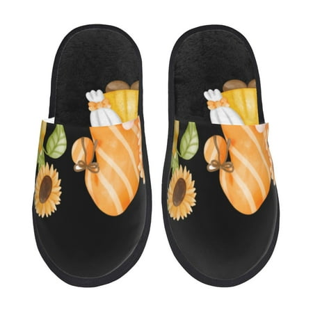 Balery Sunflower Gnomes 5 Slient Indoor Furry Fleece Comfort House Shoes Soft Non-Slip Home Shoes Cotton slippers House Slippers-- Large