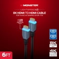 thumbnail image 2 of Monster 8K HDMI Cable 6 ft, Ultra High Speed HDMI 2.1 Cord with LED Illuminated Connectors, 48Gbps, 8K 60Hz & 4K 144Hz Gaming, HDR, Compatible with PS5, Xbox Series X, TVs, Monitors, 2 of 10