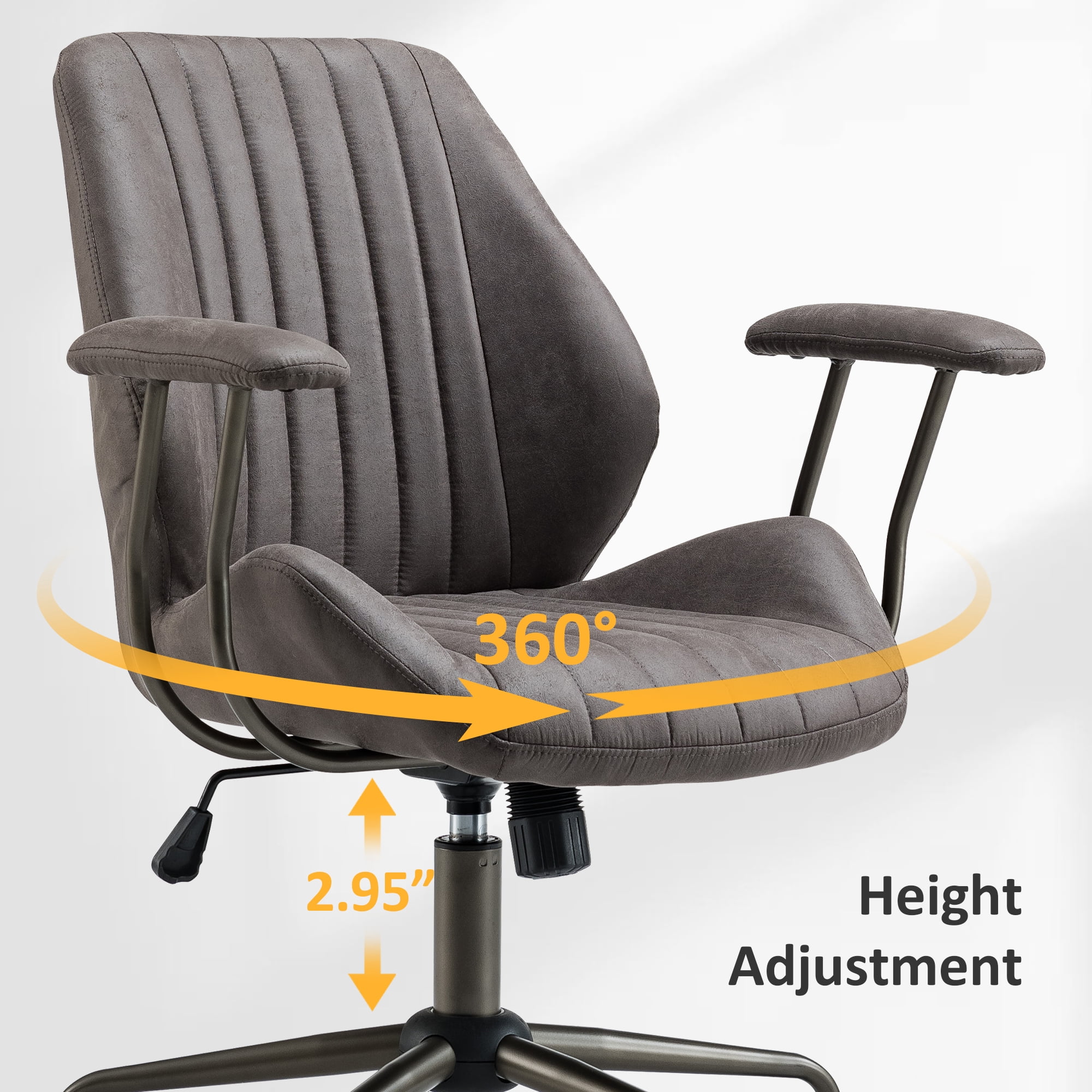 Ovios Office Chair Ergonomic Height Adjustable Home Computer Chair Rolling Swivel Task Chairs with Suede Leather