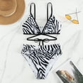 thumbnail image 4 of Bikini a rayas de dos piezas para mujer, traje de baño de dos piezas con cintura alta y rayas de cebra para playa, natación, fiesta, rayas XL, 4 of 8