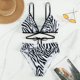 thumbnail image 4 of Bikini a rayas de dos piezas para mujer, traje de baño de dos piezas con cintura alta y rayas de cebra para playa, natación, fiesta, rayas XL, 4 of 8