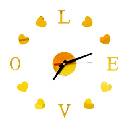 large decorative wall clock DIY Wall Clock 3D Mirror Surface Sticker Home Office Decor Clock 1PCS