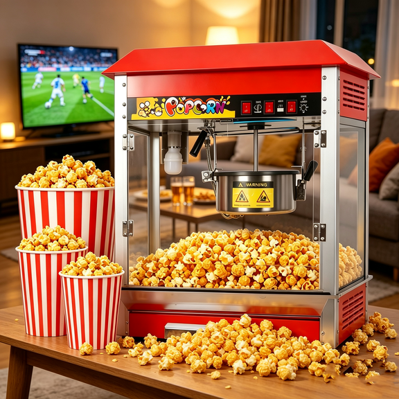 Countertop Theater Style Popper, Steel Frame Commercial Popcorn Machine, Removable Stainless Steel Kettle 8 Oz for School Events
