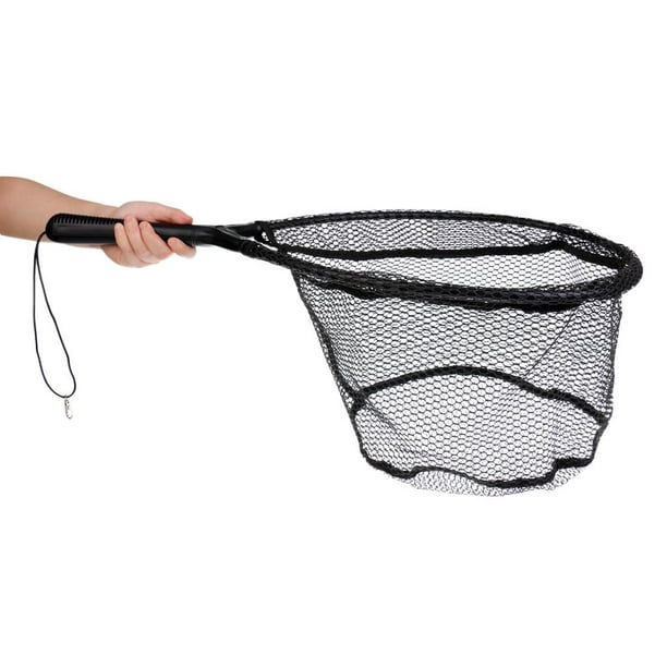 Luzkey Soft Black Fishing Landing Nets Rubber Handle Nylon Black