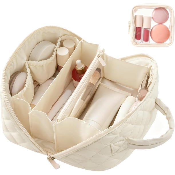 Waterproof Cosmetic Organizer, Makeup Bag Travel Toiletry Bag Travel Essentials for Toiletries Accessories Storage (White)