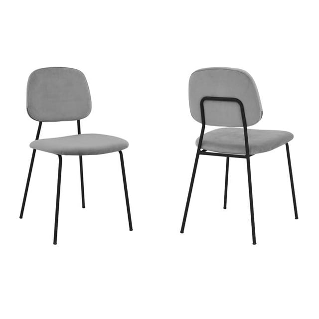 Armen Living LCLCSIBLGR Chaises de Salle à Manger Lucy, Velours Gris & Métal - Ensemble de 2