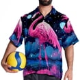 thumbnail image 4 of Starry Sky Flamingo Men's Casual Poplin Printed Button Down Short Sleeve Summer Beach Shirts - Unisex, 4 of 6